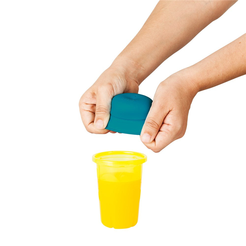 SNUG STRAW 3PK SILICONE LIDS - TEALE / ORANGE