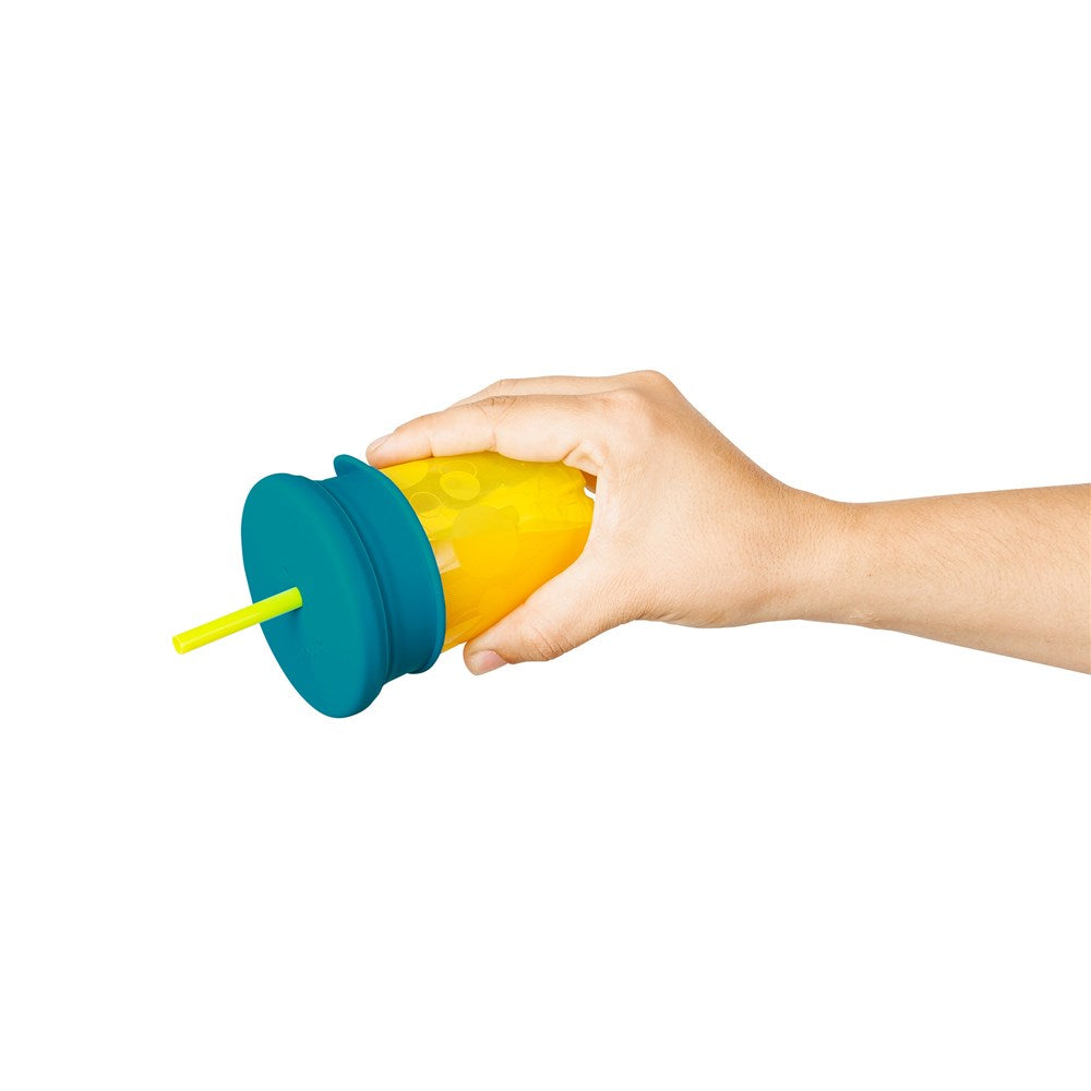 SNUG STRAW 3PK SILICONE LIDS - TEALE / ORANGE