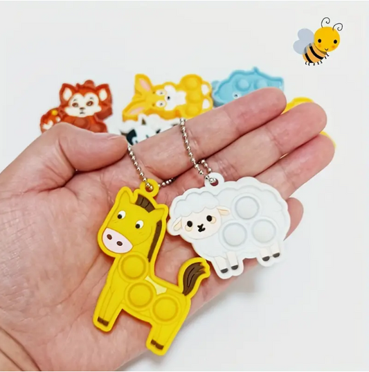 Cute Cartoon Animal Silicone Pop Fidget Keychains