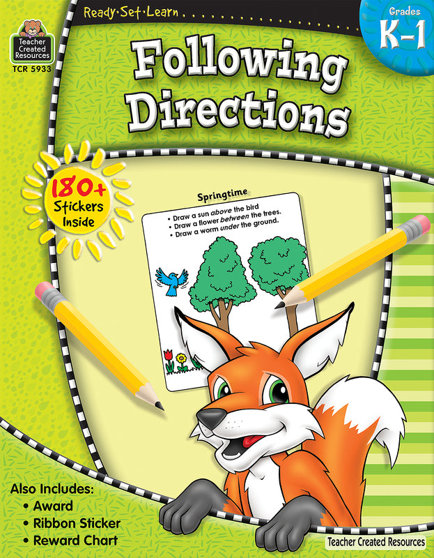 Following Directions Ready Set Learn Book -Grade K-1