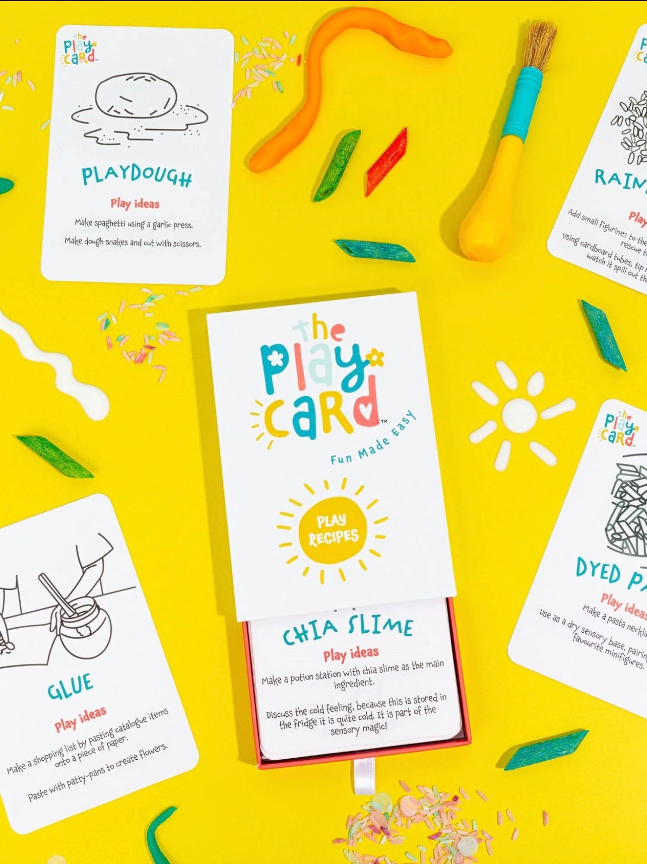 Playdough pack including recipe, sensory card, shopping list