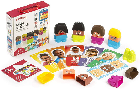 Miniland Emotiblocks Social Awareness Emotional Intelligence Therapy Game Diversity Play Facial Cues How to Express Feelings Asperger’s Toy